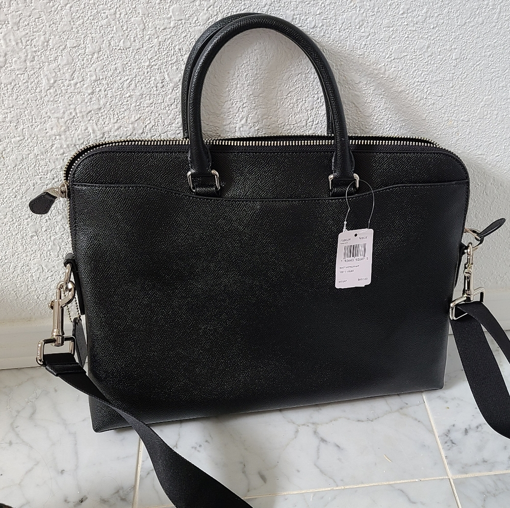 NWT Coach black leather briefcase or laptop bag - Picture 3 of 7